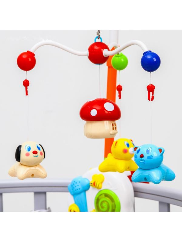 Мобиль музыкальный «Зверята» с ночником, работает от батареек