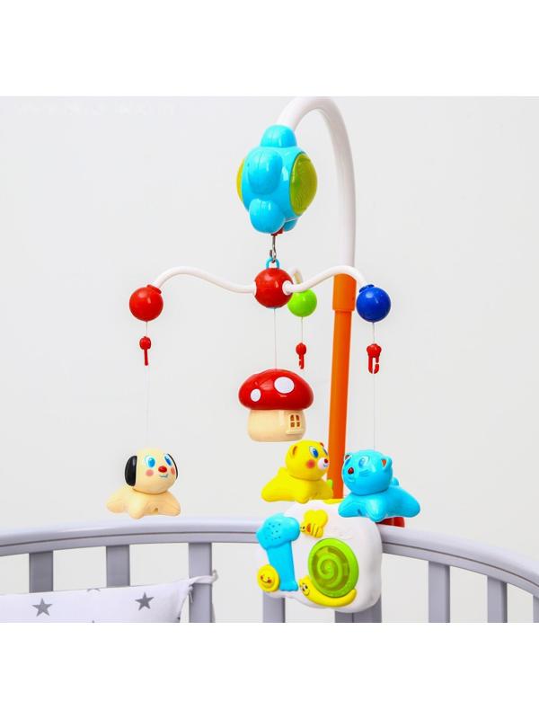 Мобиль музыкальный «Зверята» с ночником, работает от батареек