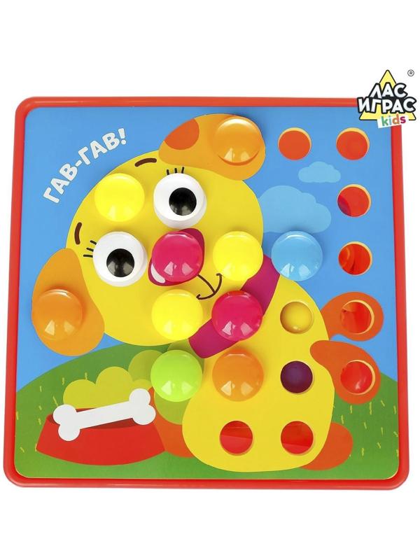 Настольная игра для малышей «Весёлые пуговки. Ферма», мозаика, 46 пуговок, 10 картинок-шаблонов