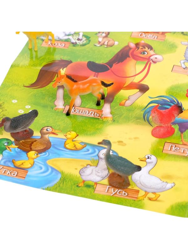 Обучающий набор «Моя ферма», животные и плакат, по методике Монтессори