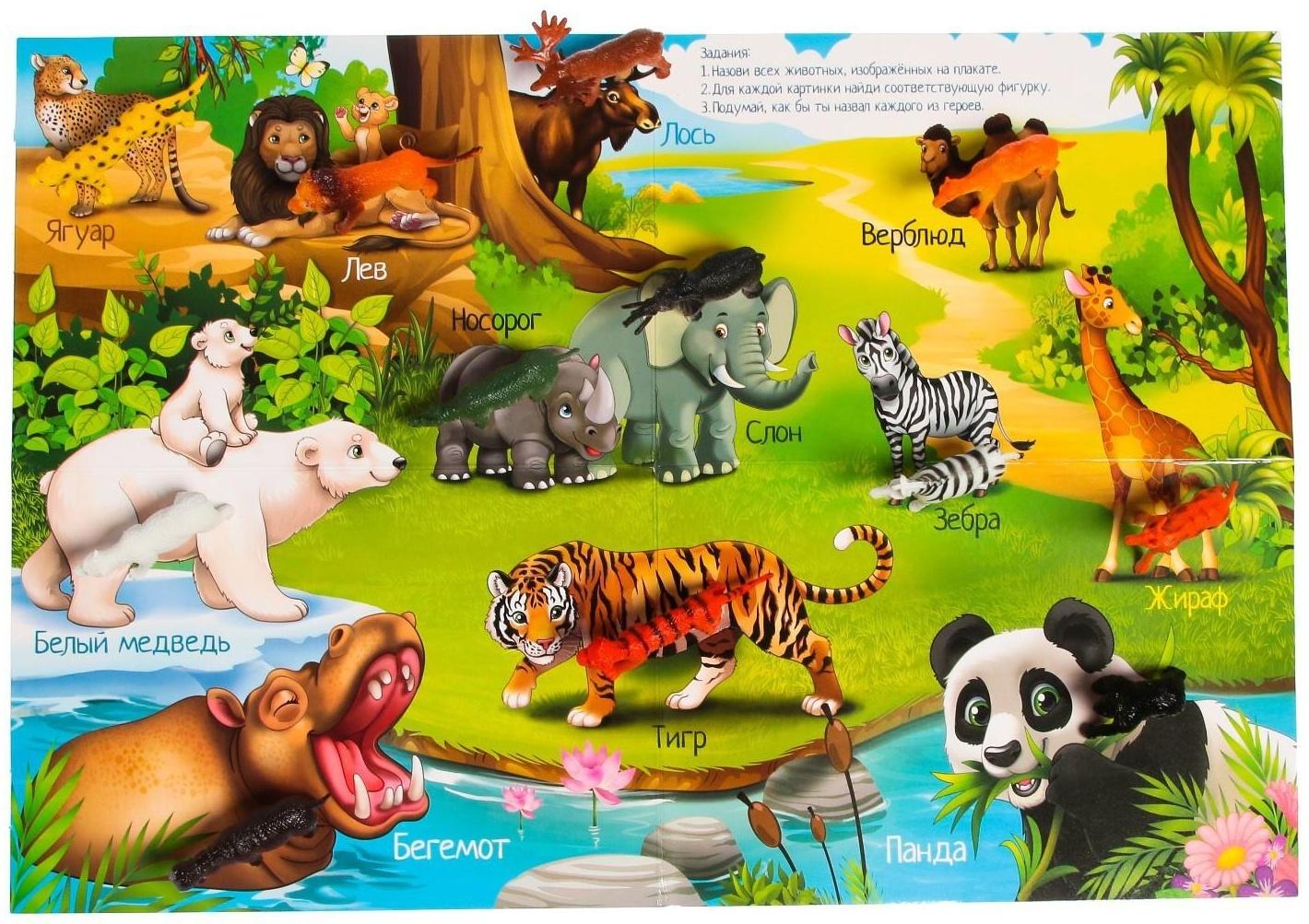 Обучающий набор «Животные со всего света»: животные и плакат, по методике Монтессори