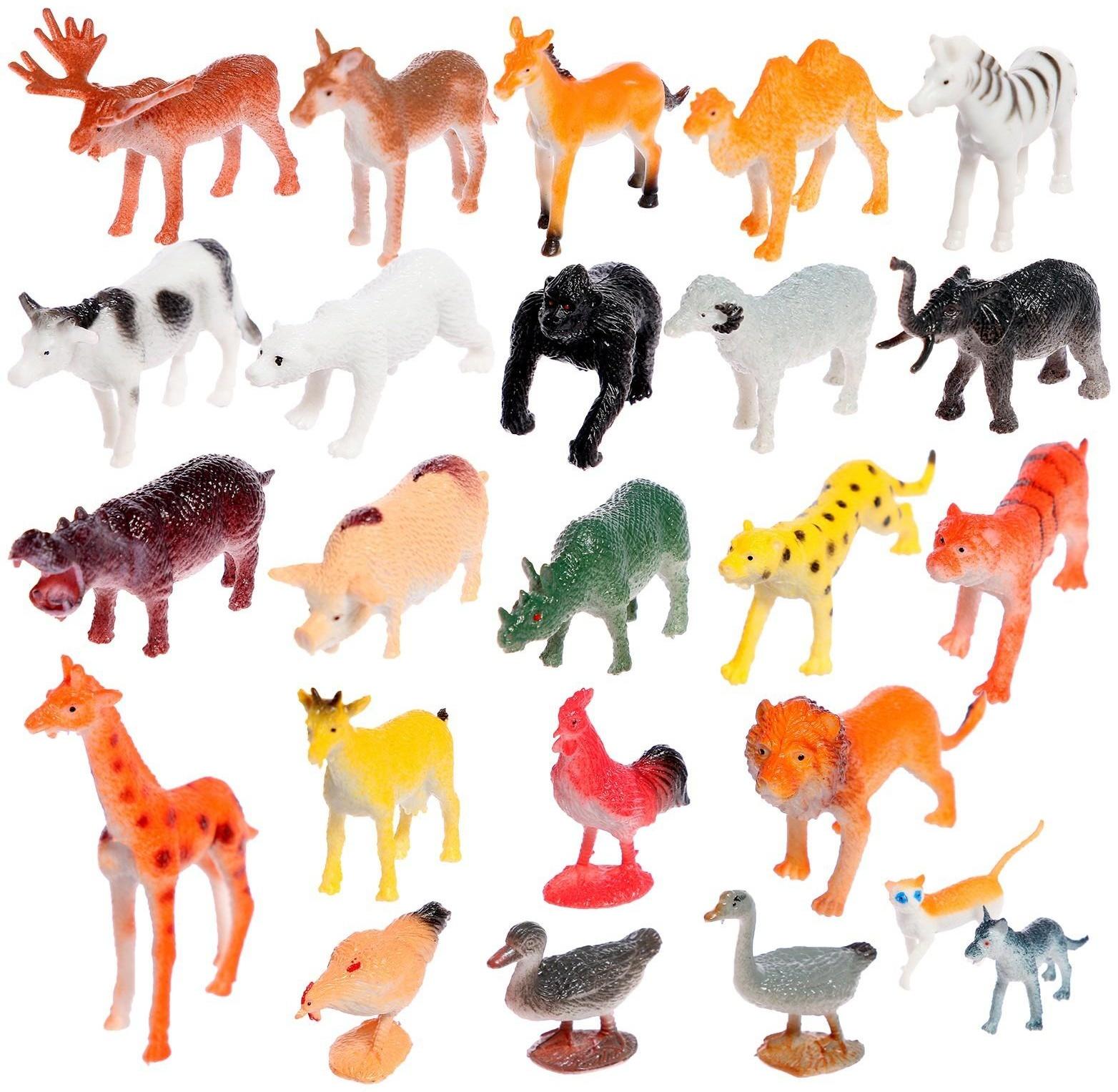 Обучающий набор «Весёлые животные»: животные и плакат, по методике Монтессори