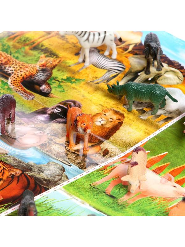 Обучающий набор «Весёлые животные»: животные и плакат, по методике Монтессори