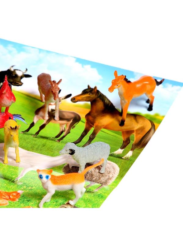 Обучающий набор «Весёлые животные»: животные и плакат, по методике Монтессори