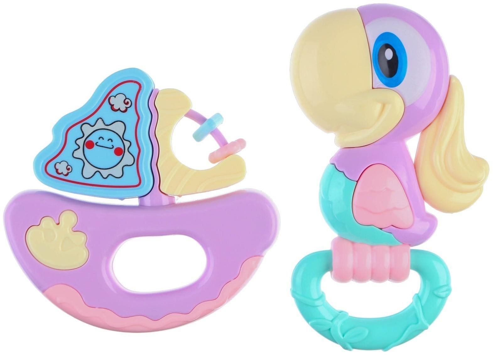 Набор погремушек «Попугай и кораблик», 2 шт.