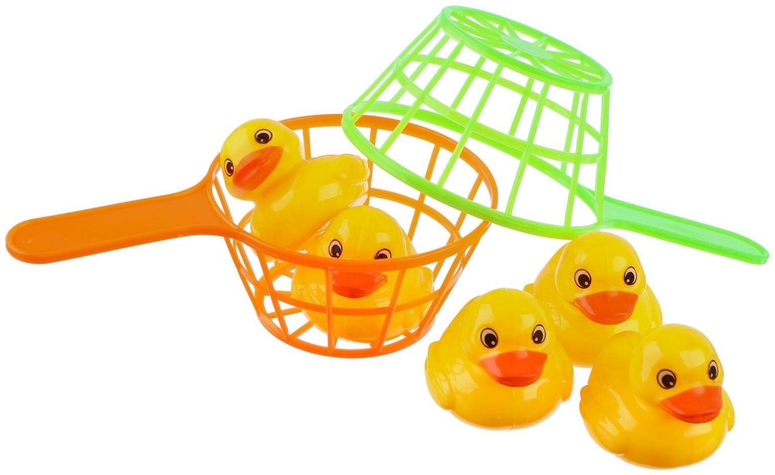 Набор игрушек для игры в ванне «Рыбалка», 2 сачка, 5 уточек