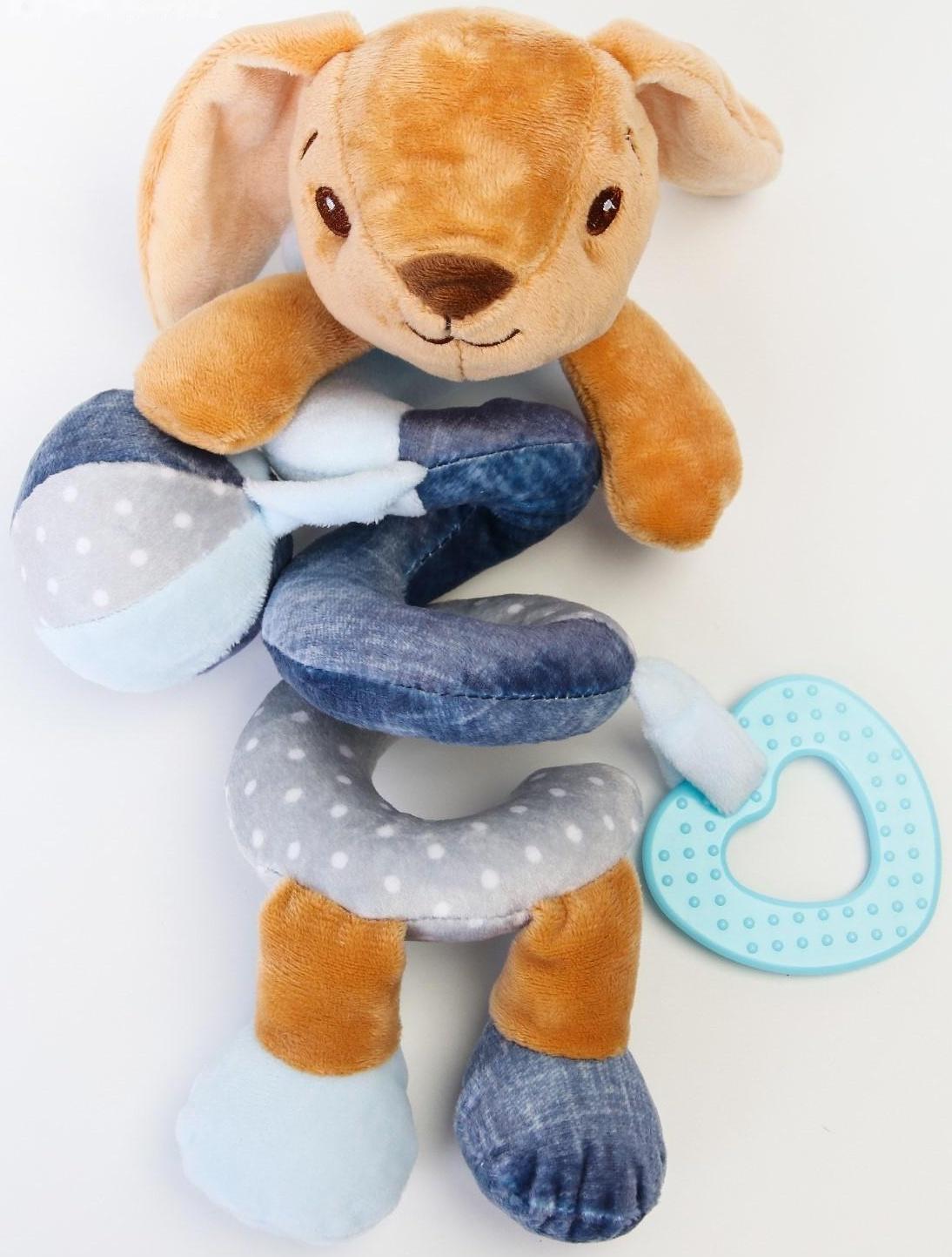 Растяжка - спираль мягкая с погремушкой «Зайчик Пуша», 24 - 45 см