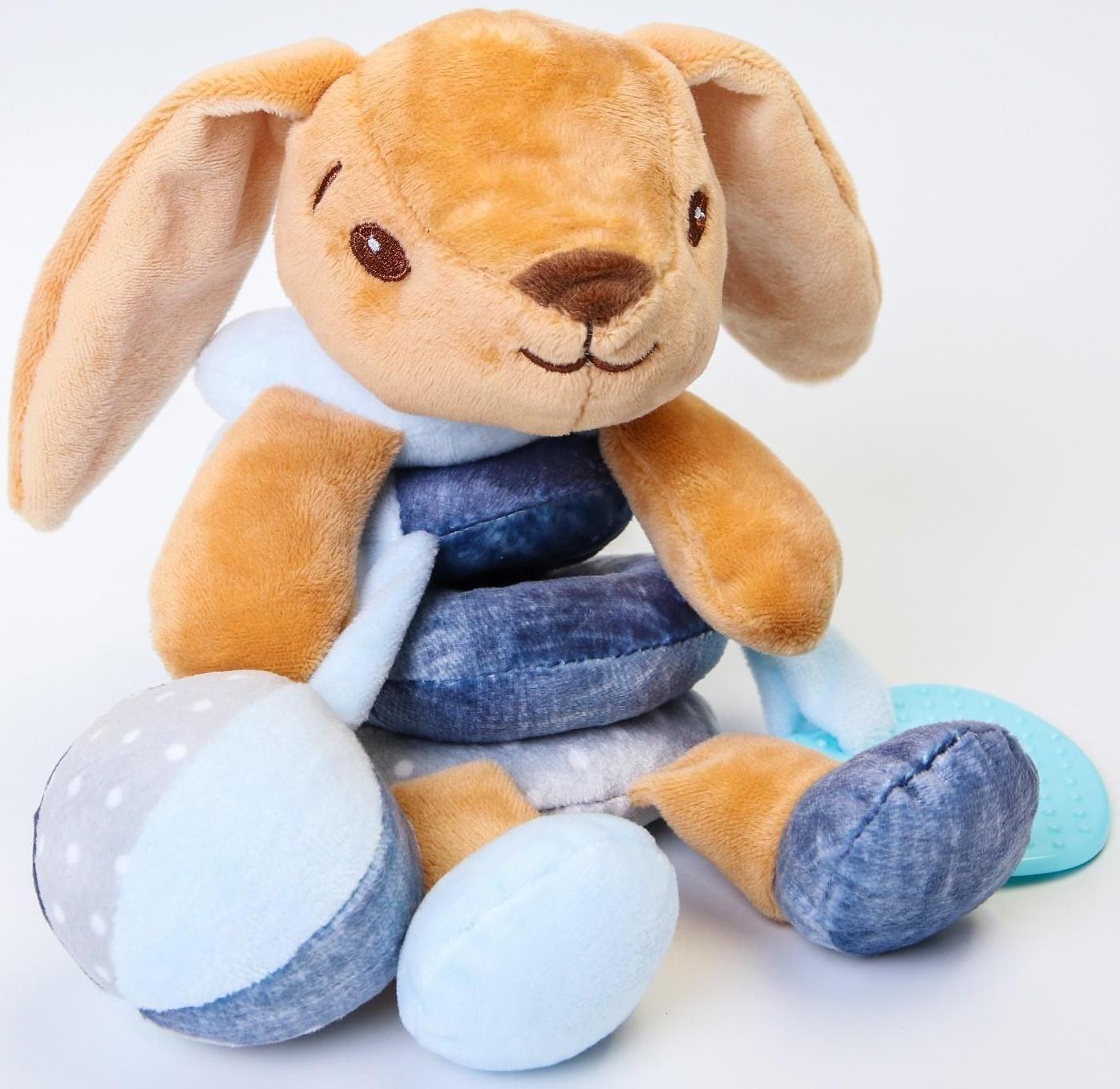 Растяжка - спираль мягкая с погремушкой «Зайчик Пуша», 24 - 45 см