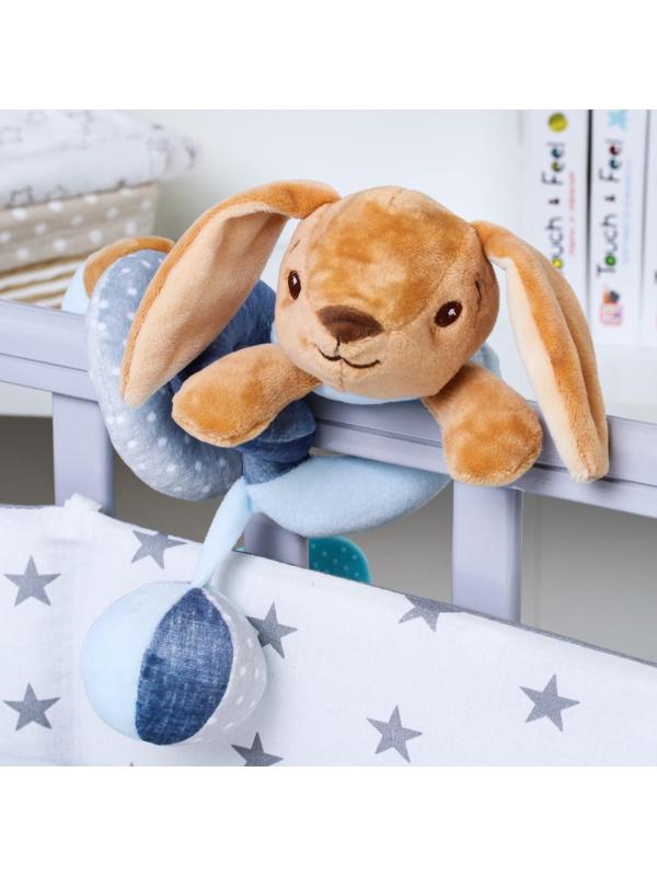 Растяжка - спираль мягкая с погремушкой «Зайчик Пуша», 24 - 45 см