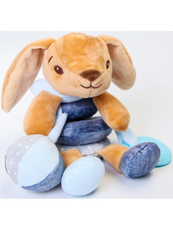 Растяжка - спираль мягкая с погремушкой «Зайчик Пуша», 24 - 45 см