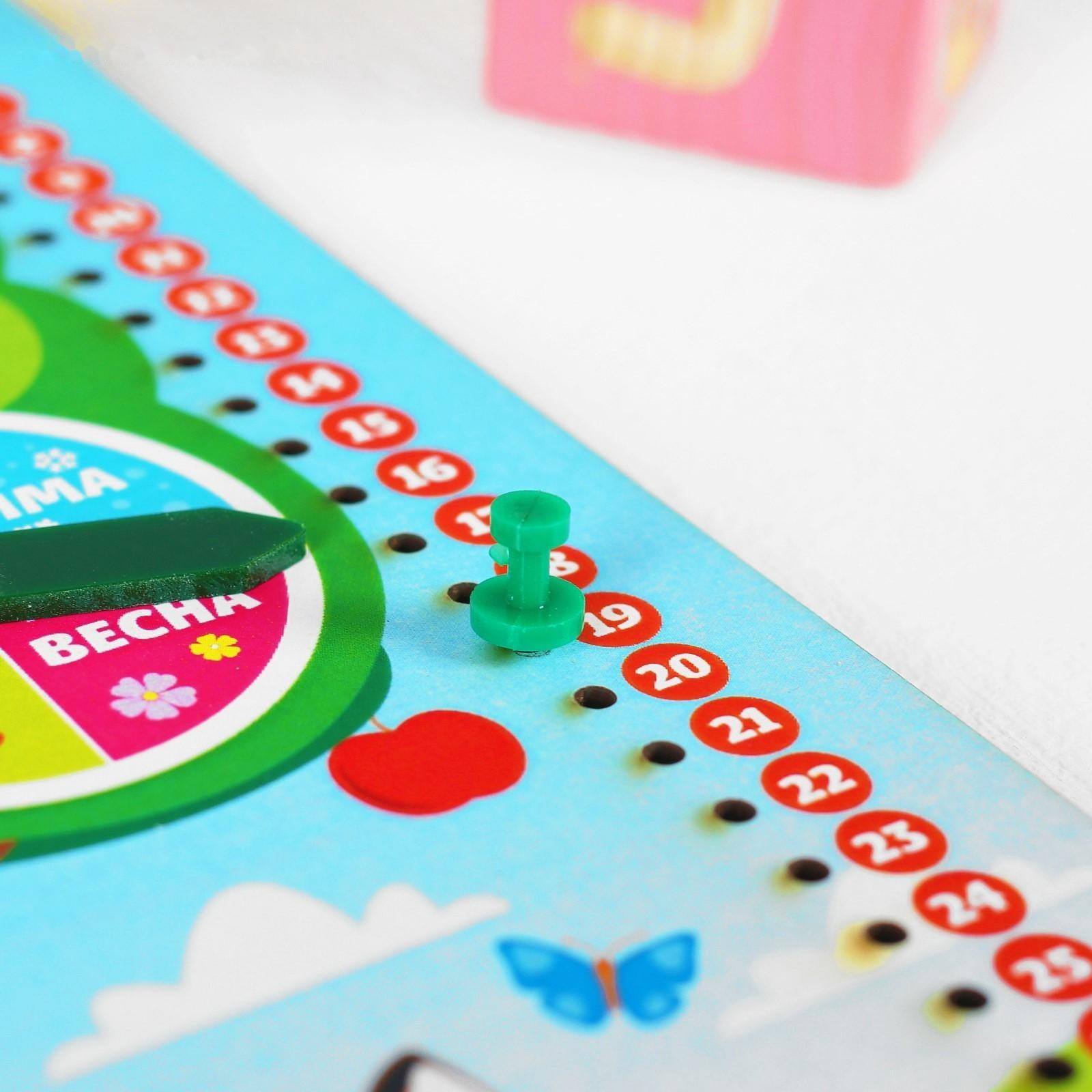 Календарь обучающий «Лесные животные» 27х20 см, с часами, из дерева