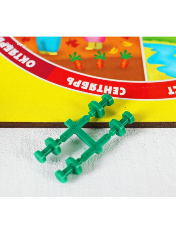 Календарь обучающий «Изучаем времена года» 27х20 см, с часами, из дерева