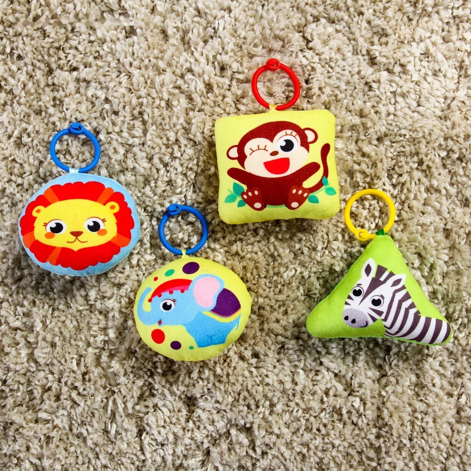 Развивающий коврик «Мягкие малыши», 4 мягкие игрушки, d80см, виды МИКС