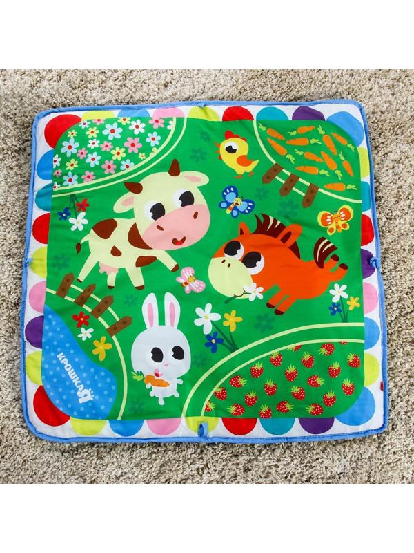 Развивающий коврик «Мягкие малыши», 4 мягкие игрушки, d80см, виды МИКС
