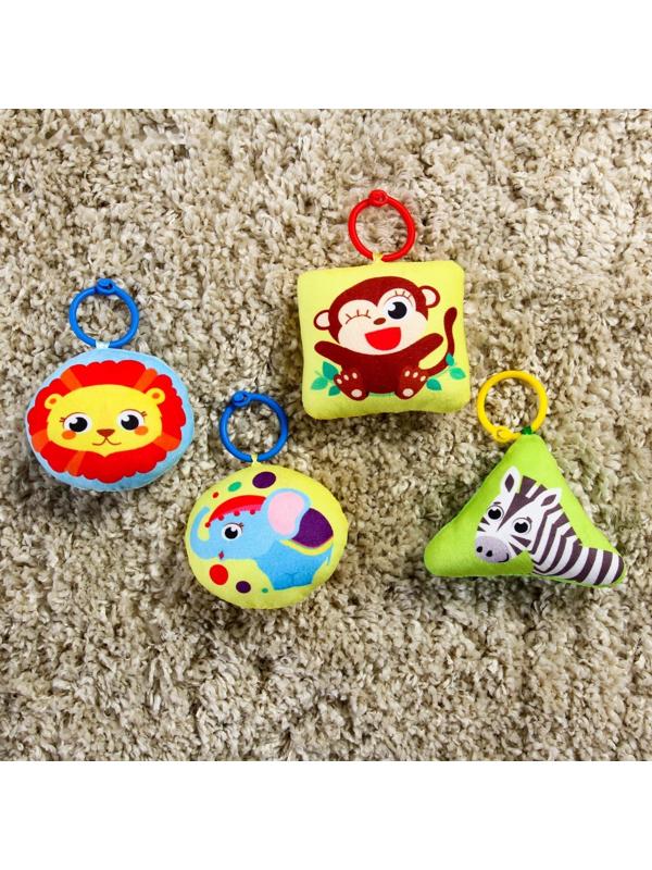 Развивающий коврик «Мягкие малыши», 4 мягкие игрушки, d80см, виды МИКС