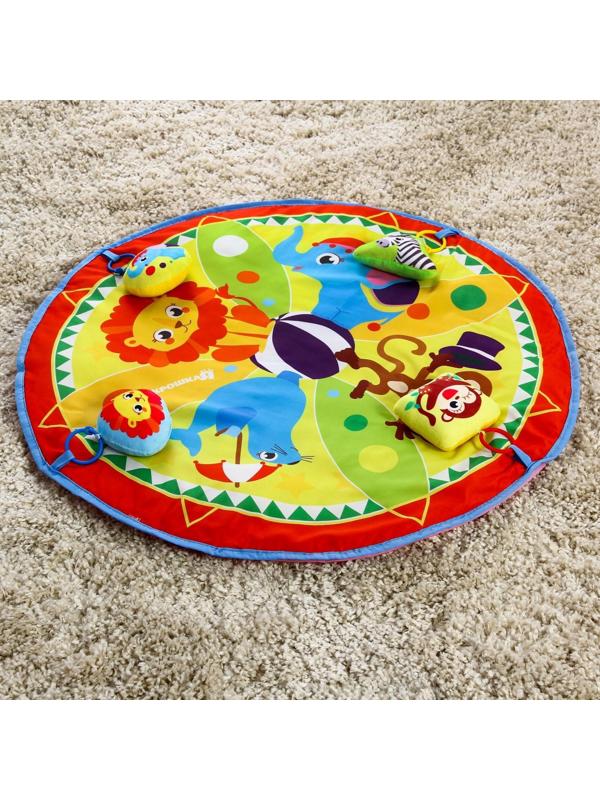 Развивающий коврик «Мягкие малыши», 4 мягкие игрушки, d80см, виды МИКС