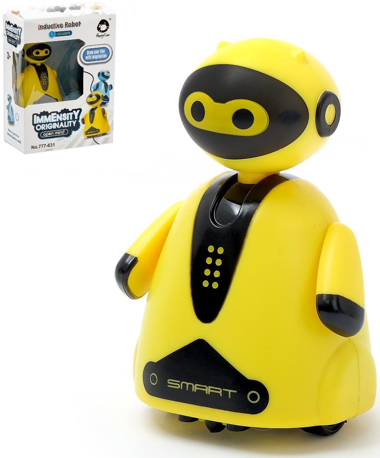Робот «Умный бот», ездит по линии, световые эффекты, цвет жёлтый