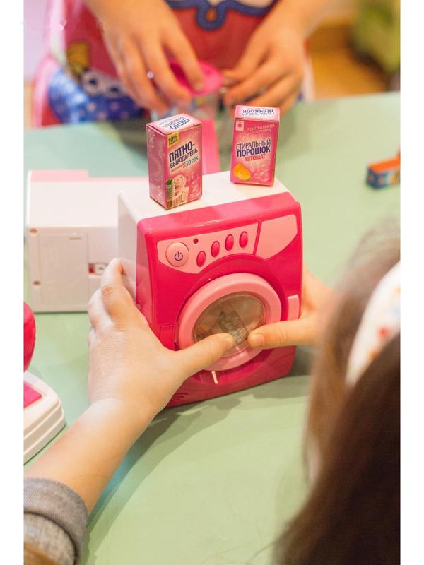 Бытовая техника «Стиральная машина», световые и звуковые эффекты, барабан вращается, цвет розовый