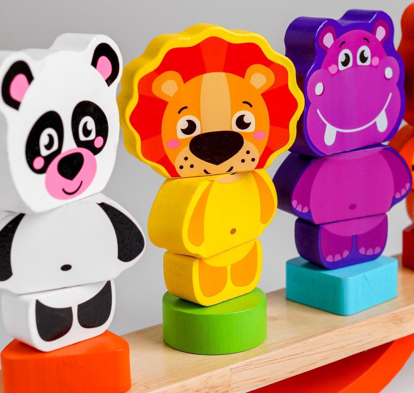 Логическая пирамидка-балансир «Зверята»