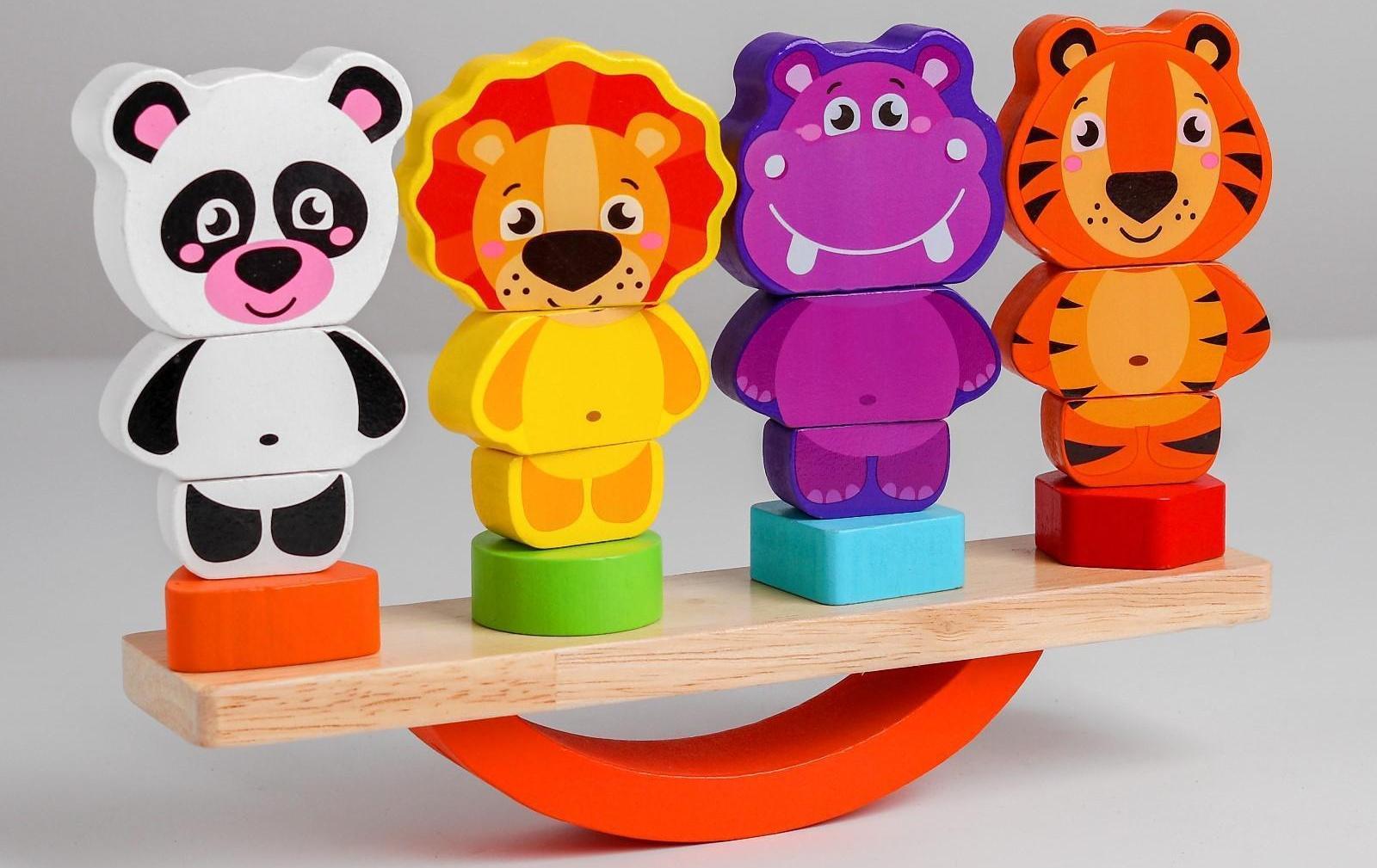 Логическая пирамидка-балансир «Зверята»