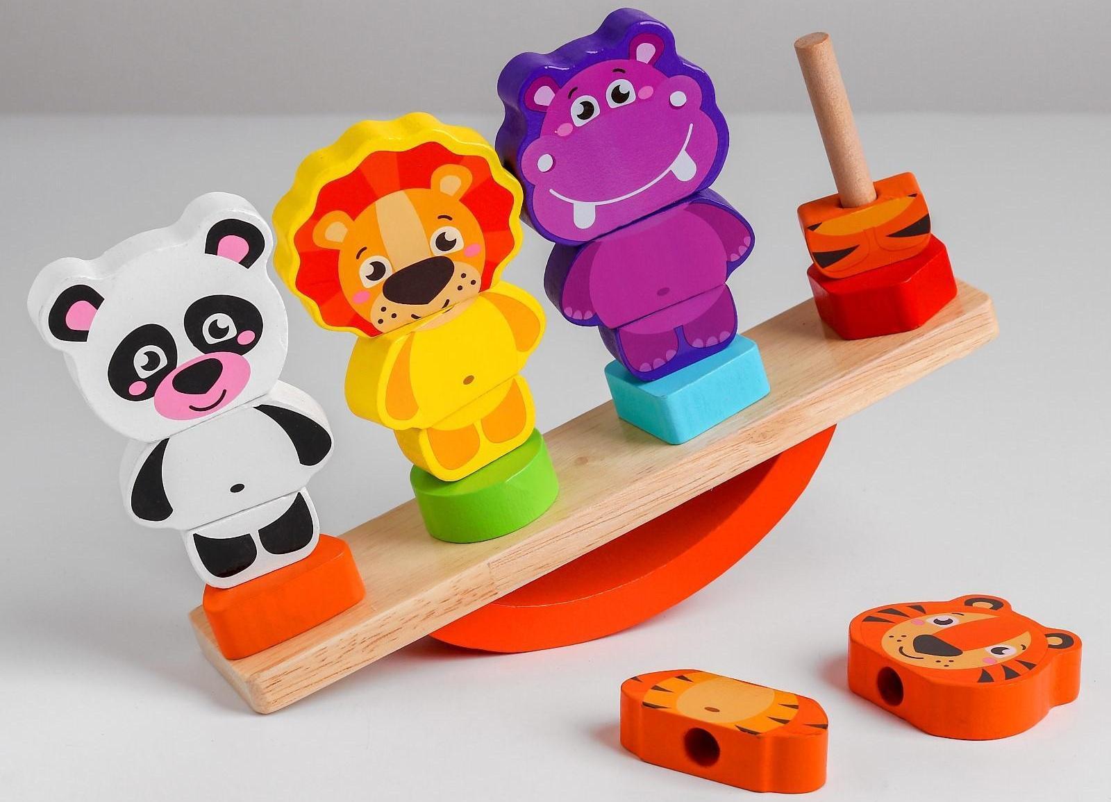 Логическая пирамидка-балансир «Зверята»