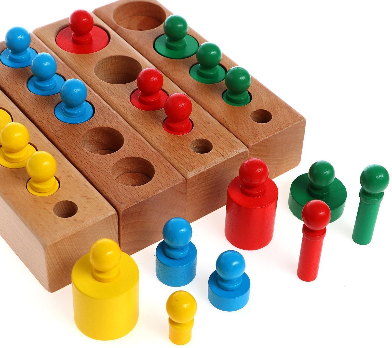 Развивающий набор цилиндров «Больше-меньше», цветные MSN17065