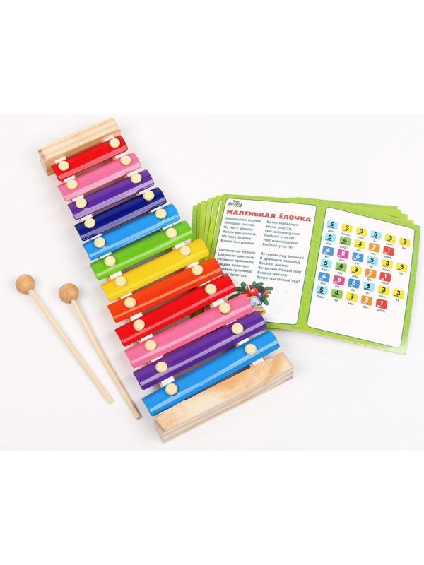 Металлофон, 12 тонов + карточки с песнями