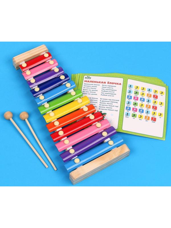 Металлофон, 12 тонов + карточки с песнями