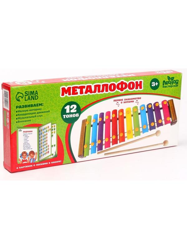 Металлофон, 12 тонов + карточки с песнями