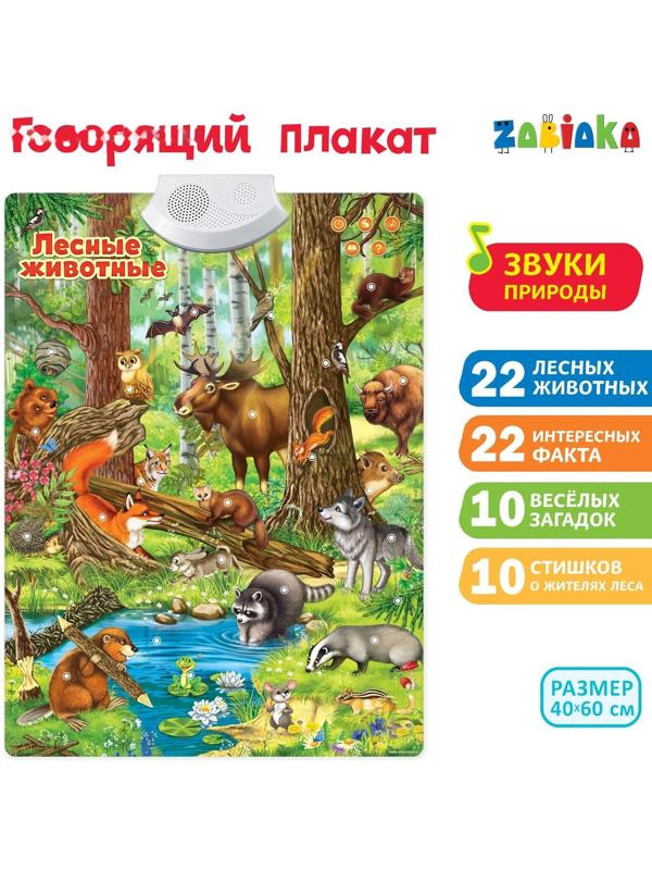 Говорящий электронный плакат «Лесные животные», работает от батареек