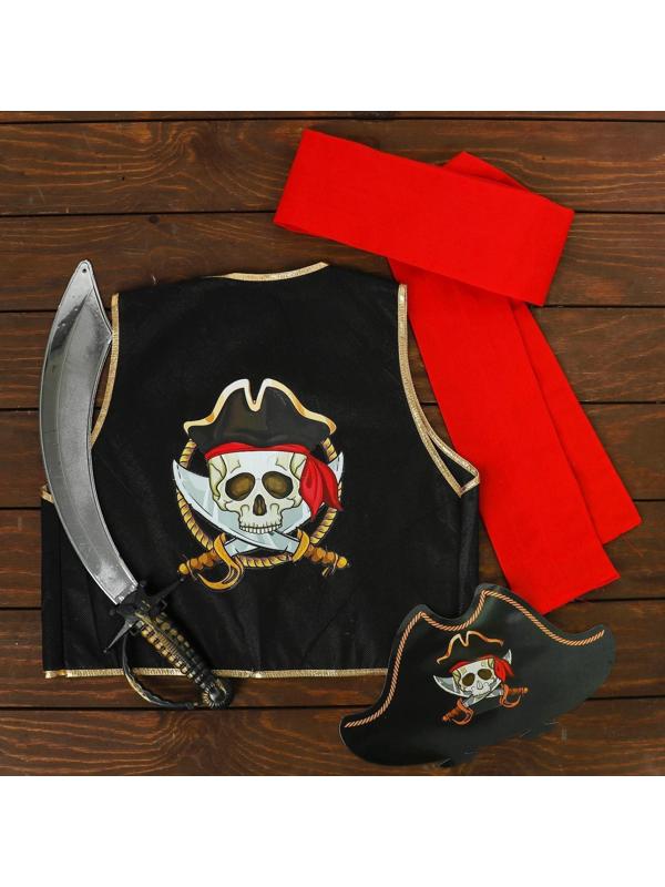 Карнавальный костюм «Полундра», жилетка, шляпа, пояс, меч