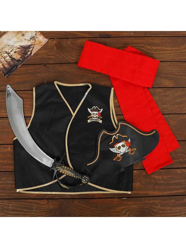 Карнавальный костюм «Полундра», жилетка, шляпа, пояс, меч