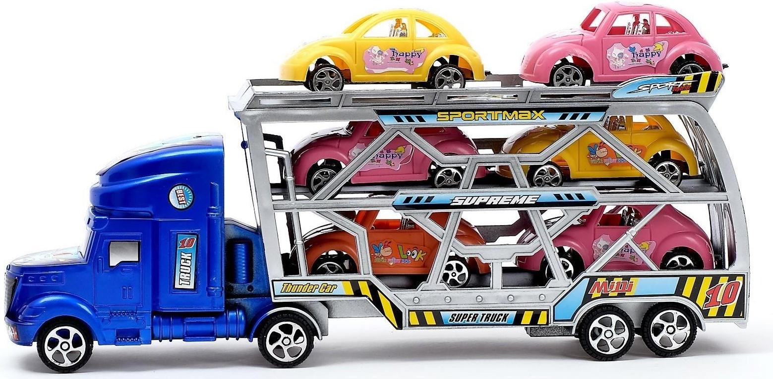 Грузовик инерционный «Тягач» с 6 машинами, МИКС