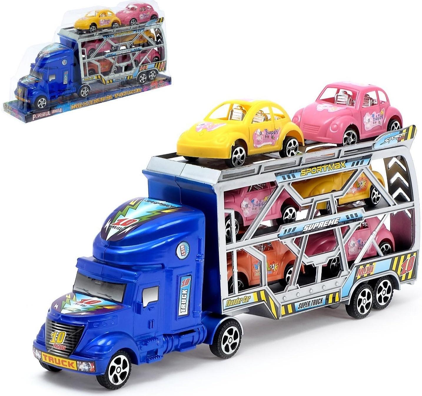 Грузовик инерционный «Тягач» с 6 машинами, МИКС