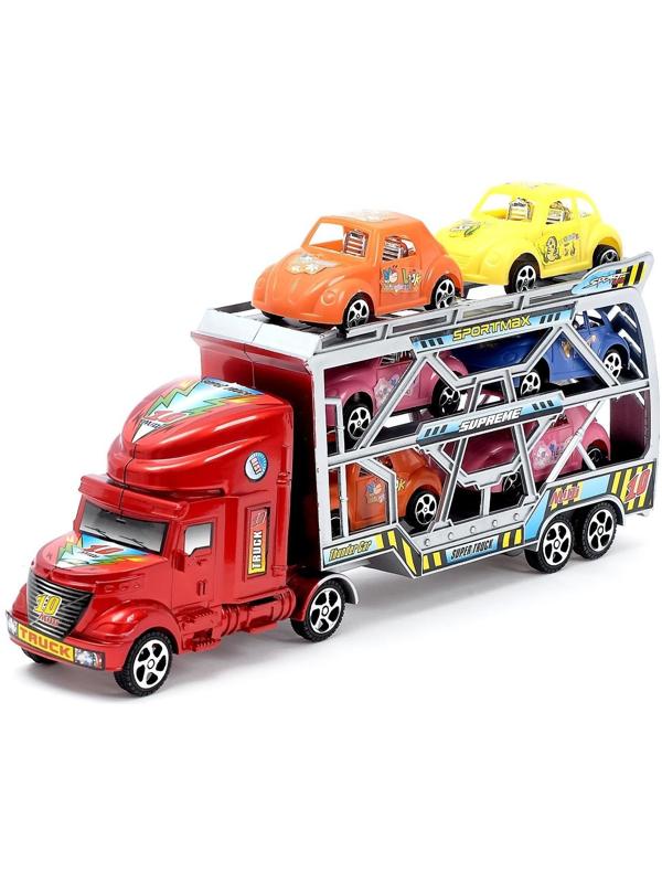 Грузовик инерционный «Тягач» с 6 машинами, МИКС