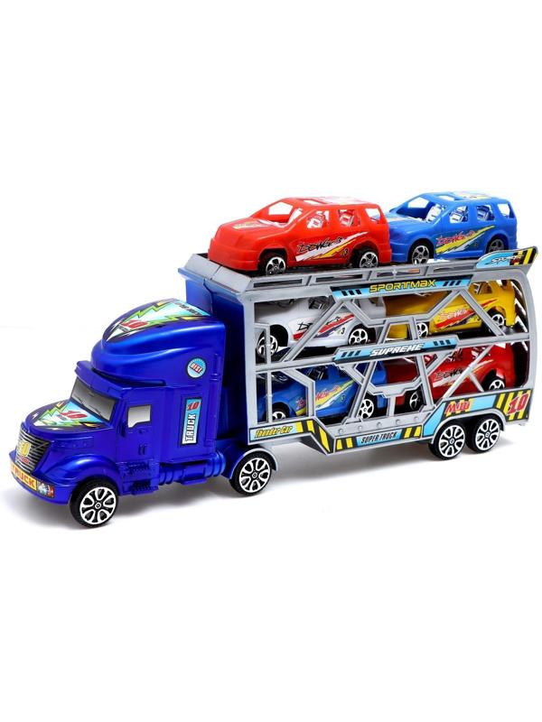 Грузовик инерционный «Тягач» с 6 машинами, МИКС