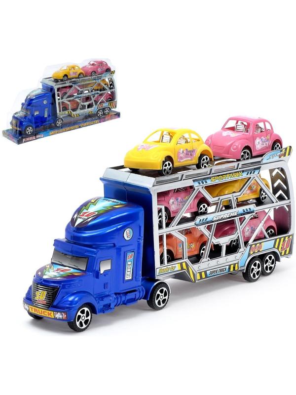 Грузовик инерционный «Тягач» с 6 машинами, МИКС