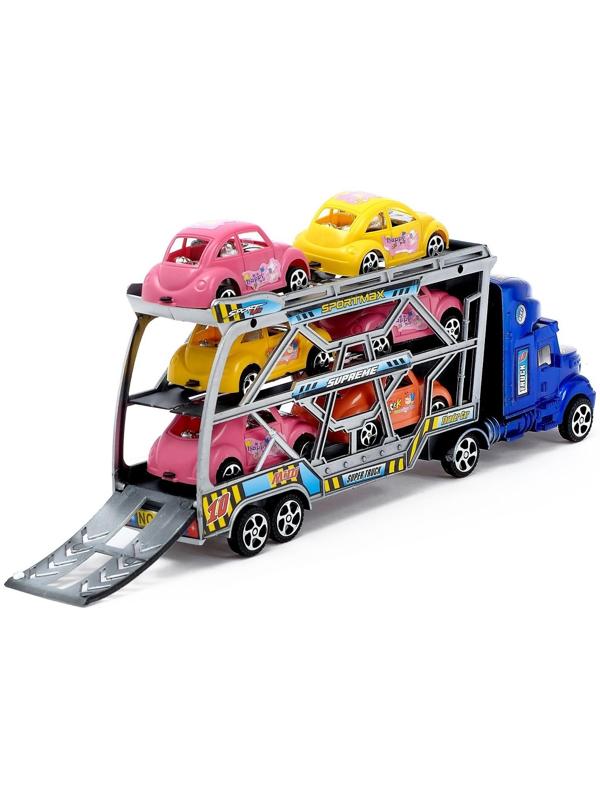 Грузовик инерционный «Тягач» с 6 машинами, МИКС