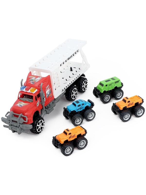 Грузовик инерционный «Перевозчик» с 4 машинами, МИКС