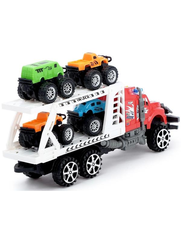 Грузовик инерционный «Перевозчик» с 4 машинами, МИКС