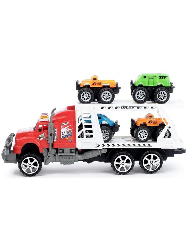 Грузовик инерционный «Перевозчик» с 4 машинами, МИКС