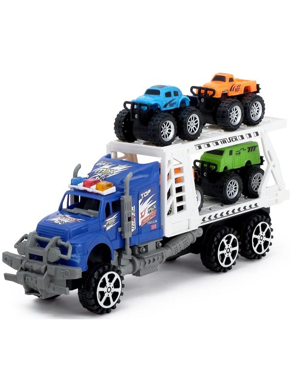 Грузовик инерционный «Перевозчик» с 4 машинами, МИКС