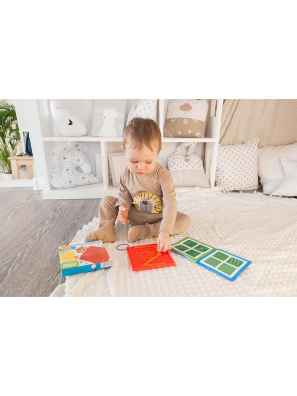 Геоборд «Математический планшет: Алфавит и цифры» с инструкцией по схемам, по методике Монтессори