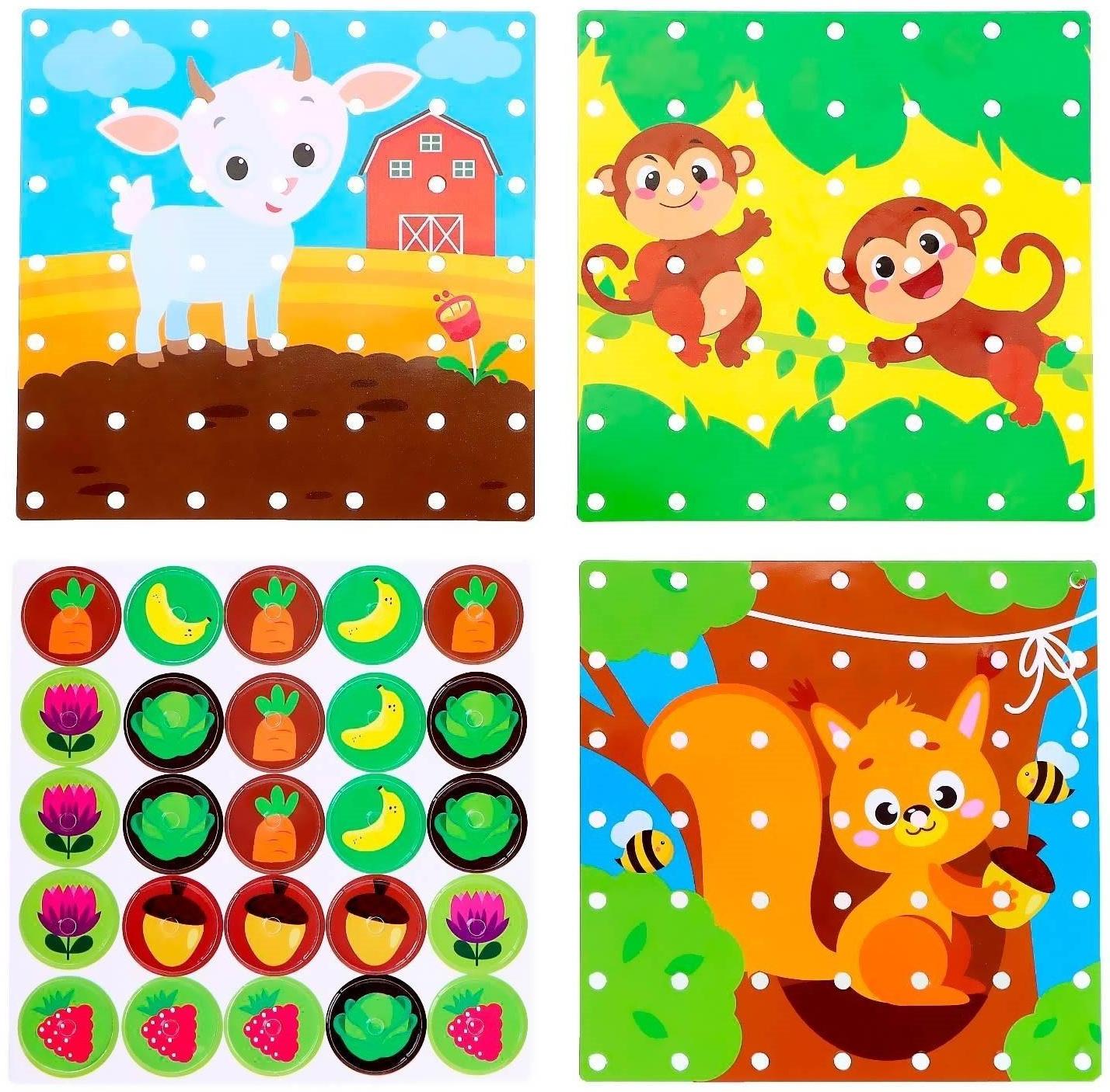 Геоборд двусторонний «Кто что ест?» со сменными картинками и резиночками