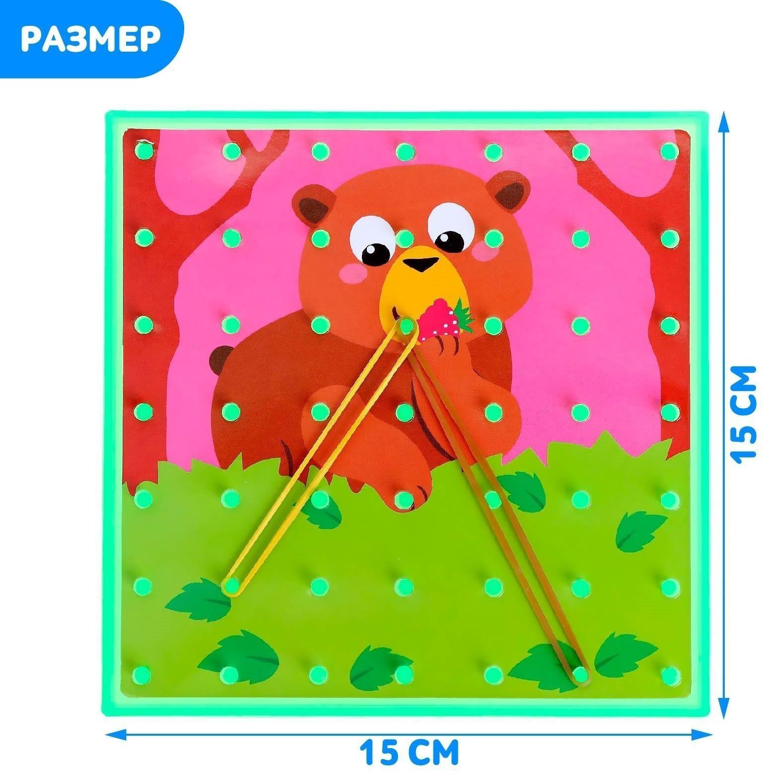 Геоборд двусторонний «Кто что ест?» со сменными картинками и резиночками