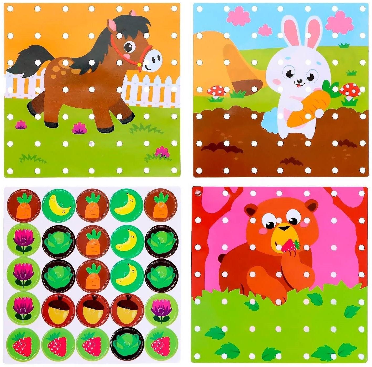 Геоборд двусторонний «Кто что ест?» со сменными картинками и резиночками