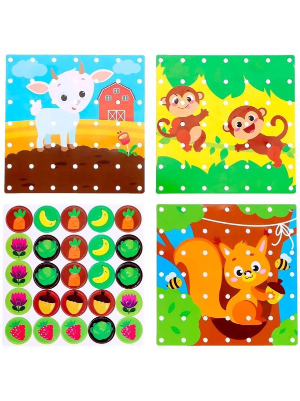 Геоборд двусторонний «Кто что ест?» со сменными картинками и резиночками