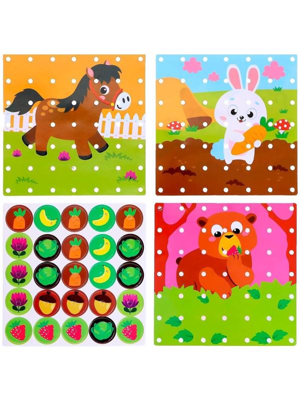 Геоборд двусторонний «Кто что ест?» со сменными картинками и резиночками