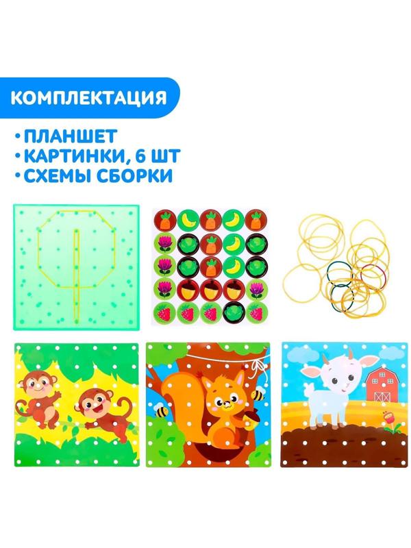 Геоборд двусторонний «Кто что ест?» со сменными картинками и резиночками