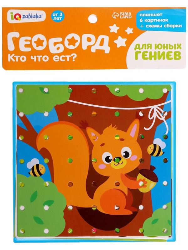 Геоборд двусторонний «Кто что ест?» со сменными картинками и резиночками